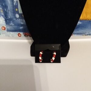 Chic Red and White Striped Earrings